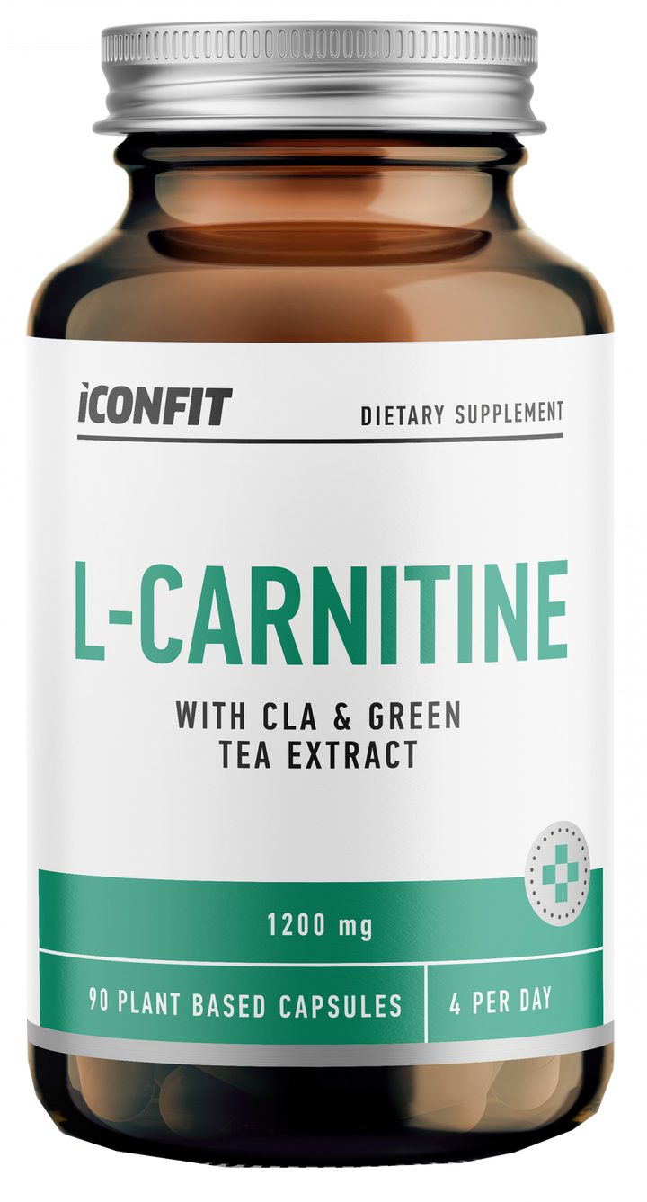 L-karnitīns ar zaļās tējas ekstraktu un CLA 1200 mg, 90 kapsulas ICONFIT