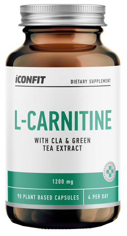 L-karnitīns ar zaļās tējas ekstraktu un CLA 1200 mg, 90 kapsulas ICONFIT
