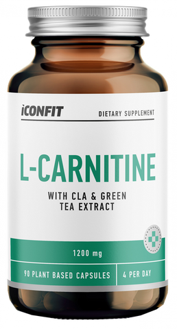 L-karnitīns ar zaļās tējas ekstraktu un CLA 1200 mg, 90 kapsulas ICONFIT