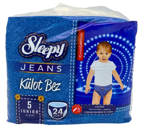 Sleepy JEANS Jr. Nr.5 Autiņbiksītes ar Džinsa Dizainu, 24 Gab.