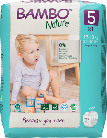 BAMBO NATURE XL-5 (12-18 kg) - 22 autiņbiksīšu iepakojums