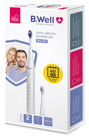 B.WELL Pro-850 Sonic balta soniskā zobu birste – 1 gab.