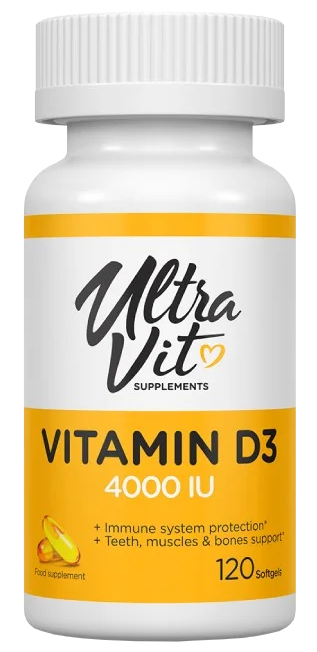 ULTRAVIT D3 vitamīns 4000 SV - 120 mīkstās kapsulas kaulu un muskuļu veselībai