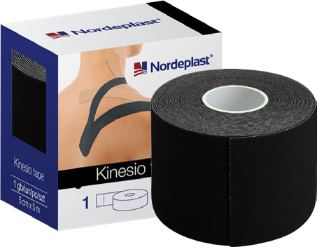 Melnais kinezioloģiskais teips NORDEPLAST 5 cm x 5 m, 1 kāds