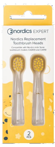 NORDICS Replacement For CA910 (yellow) elektriskajai bērnu zobu birstei — uzmavas 2 gab.