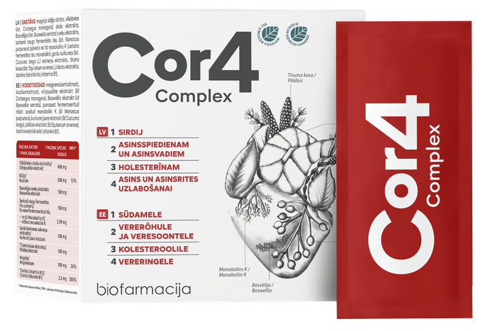 BIOFARMACIJA Cor4 Complex – pulveris 28 gab.