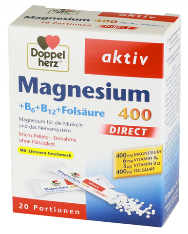 DOPPELHERZ Aktiv B6 + B12 + Folskābe un Magnijs 400 Direct paciņas 20 gab.