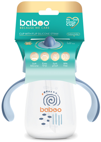 BABOO Blue Haze — krūzīte ar salmiņu bērniem 9+ mēn. (260 ml), 1 gab.