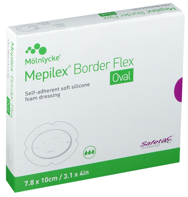 Mepilex Border Flex brūču pārsējs Oval 10 x 7.8 cm, 5 gab.