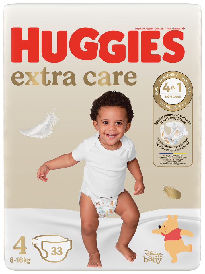 HUGGIES Extra Care 4 Jumbo Pack autiņbiksītes 8-16 kg, 33 gab.