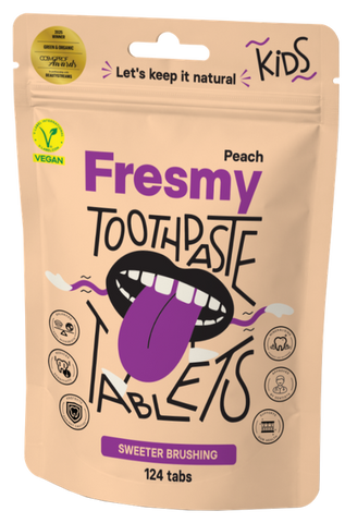 FRESMY Peach For Kids zobu pastas tabletes — 124 gab.