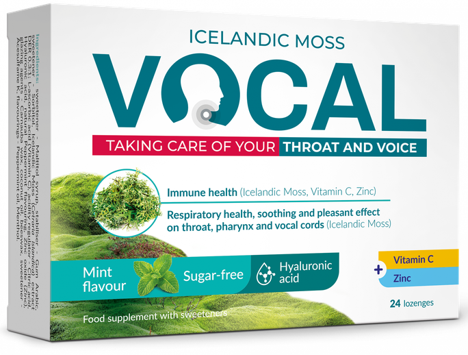 VOCAL pastilītes ar piparmētriem un C vitamīnu, 24 gab. Ha Mint
