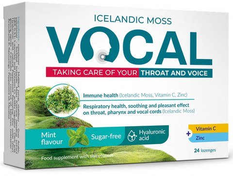 VOCAL pastilītes ar piparmētriem un C vitamīnu, 24 gab. Ha Mint