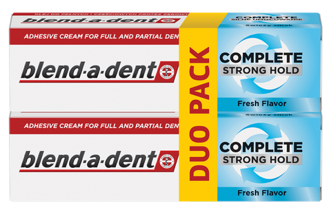 BLEND-A-DENT Complete Strong Hold, Fresh Flavor (1+1) zobu protēžu fiksējošais krēms, 47 g