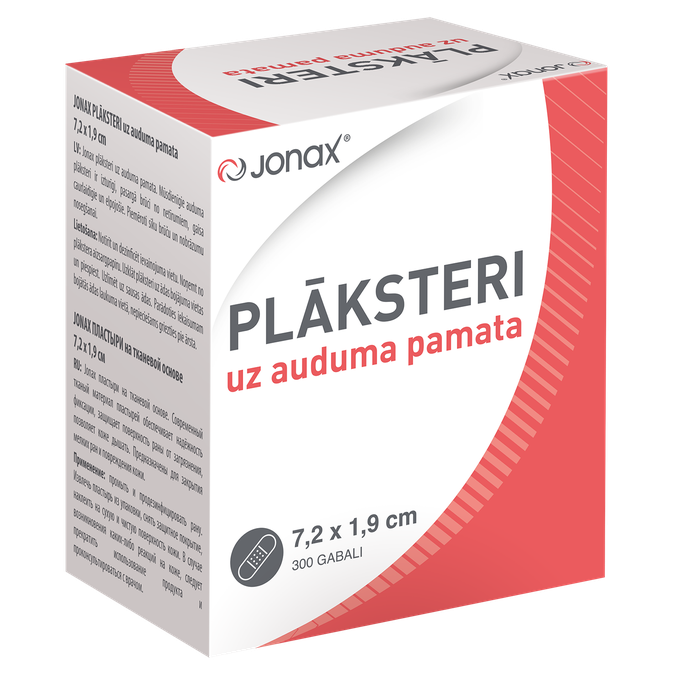 Auduma plāksteri Jonax 7.2x1.9cm, iepakojums 300 gab.