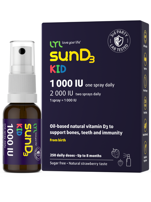 D3 vitamīna sprejs bērniem LYL sunD3 KID 1000 SV (250 devas), 25 ml