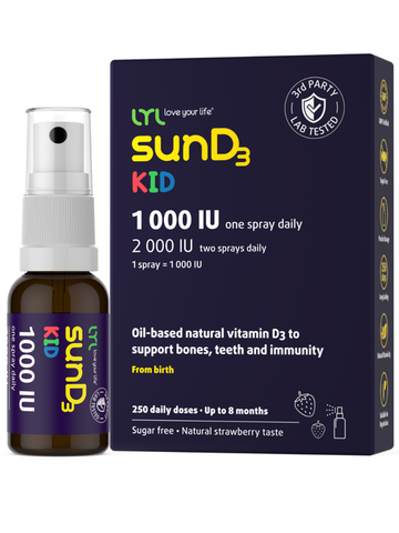 D3 vitamīna sprejs bērniem LYL sunD3 KID 1000 SV (250 devas), 25 ml