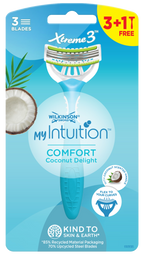 WILKINSON SWORD MyIntuition Comfort Coconut Delight Xtreme Vienreizējās lietošanas skuvekļi sievietēm, 4 gab.