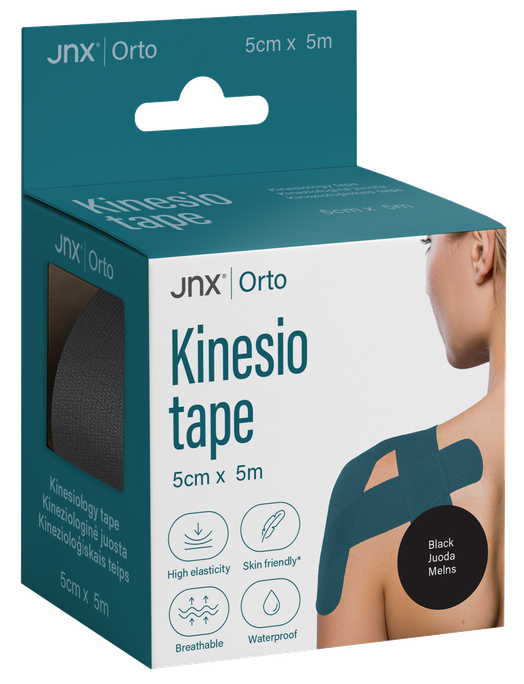 JNX ORTO kinezioloģiskais teips 5 m × 5 cm (melns), 1 gab.