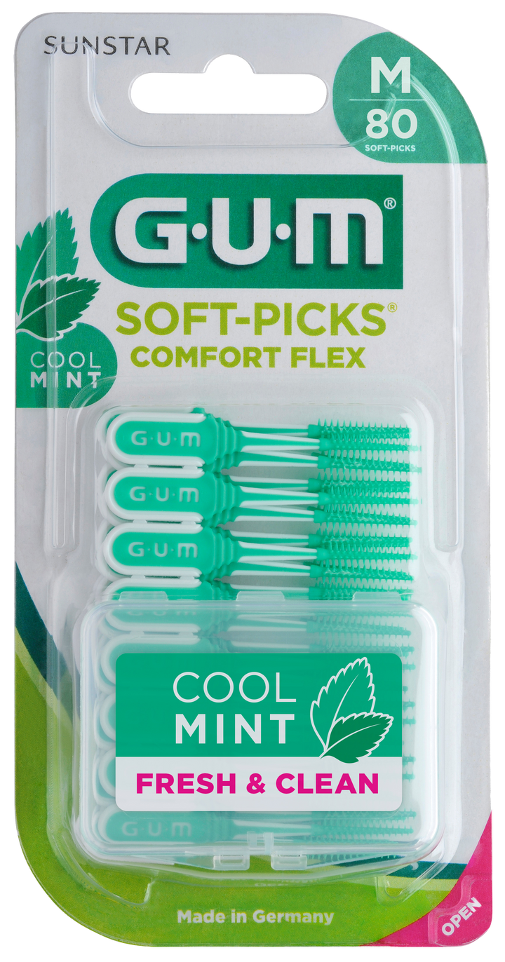GUM Soft-Picks Comfort Flex Medium ar piparmētrolu, 80 starpzobu birstes
