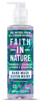 Lavanda un Pelargonija – FAITH IN NATURE Šķidrās ziepes, 400 ml