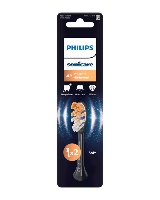 PHILIPS Sonicare Premium All-in-One elektriskās zobu birstes uzgaļi (melni), 2 gab.