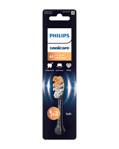 PHILIPS Sonicare Premium All-in-One elektriskās zobu birstes uzgaļi (melni), 2 gab.