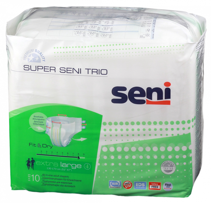 SENI Super Trio Extra Large pieaugušo autiņbiksītes – 10 vienības
