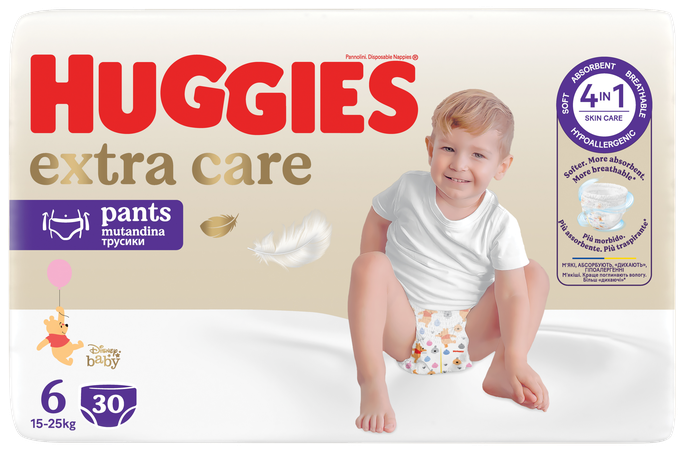 HUGGIES Extra Care S6 Pants, 30 gab., 15-25kg izmēram paredzētas biksītes