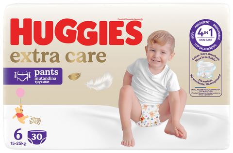 HUGGIES Extra Care S6 Pants, 30 gab., 15-25kg izmēram paredzētas biksītes