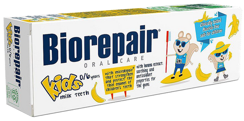 BIOREPAIR Kids zobu pasta banānu garšas, 50 ml (0-6 gadiem)
