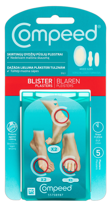 COMPEED plāksteri dažādos izmēros tulznām — komplektā 5 gabali