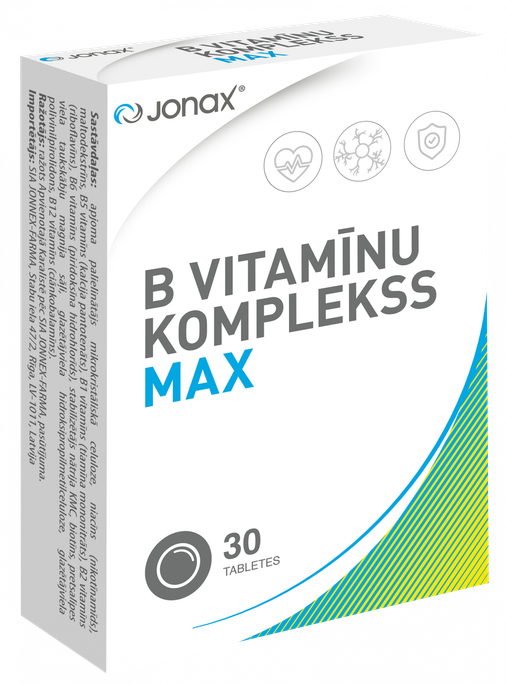 JONAX B Vitamīnu Komplekss Max, 30 tabletes