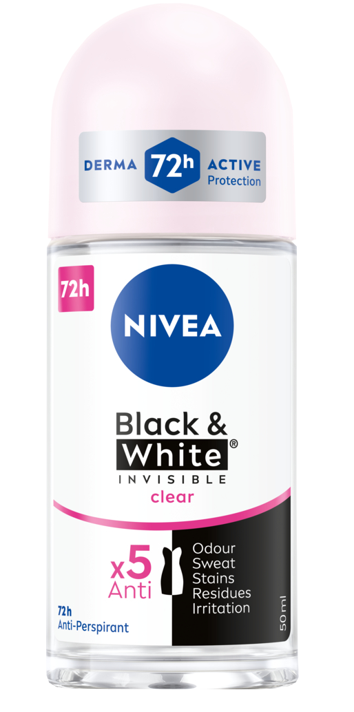 NIVEA Black & White Clear dezodorants rullītis sievietēm, 50 ml