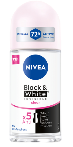 NIVEA Black & White Clear dezodorants rullītis sievietēm, 50 ml