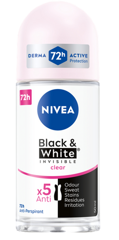 NIVEA Black & White Clear dezodorants rullītis sievietēm, 50 ml
