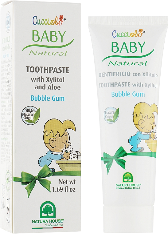 NATURA HOUSE Cucciolo — 50 ml bērnu zobu pasta ar Bubble-gum garšu
