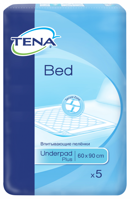 TENA Bed Secure Zone Plus absorbējošie paladziņi 60 x 90 cm, iepakojums 5 gab.
