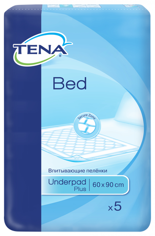 TENA Bed Secure Zone Plus absorbējošie paladziņi 60 x 90 cm, iepakojums 5 gab.