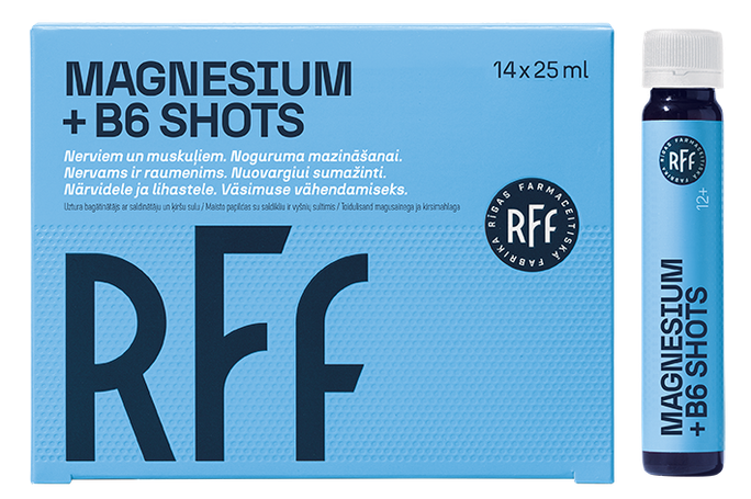 RFF Magnija un B6 vitamīna šķidrums (14 × 25 ml pudelītes)