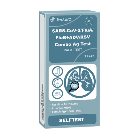 SARS-CoV-2/FluA/FluB+ADV/RSV Antigēna Testi – Testera diagnostikas risinājums (1 gab.)