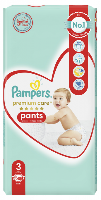 PAMPERS Premium Care 3 autiņbiksītes (6-11 kg), 48 gab.
