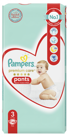PAMPERS Premium Care 3 autiņbiksītes (6-11 kg), 48 gab.
