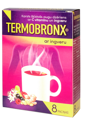 TERMOBRONX Ingveru ar vitamīnu C, Augu karstais dzēriens, 8 paciņas