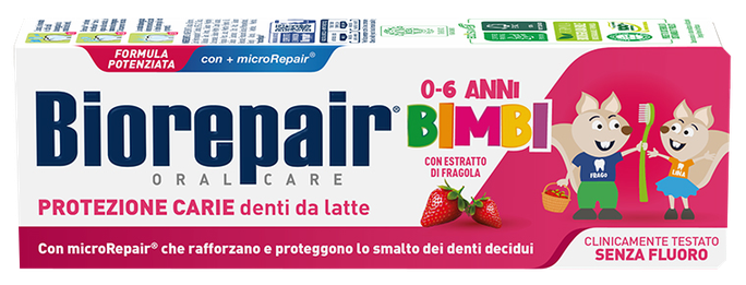 BIOREPAIR Kids (0-6 g.) Zemeņu zobu pasta, 50 ml