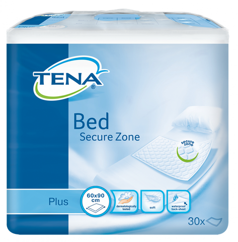 TENA Bed Secure Zone Plus absorbējošie paladziņi 60 x 90 cm (30 iepakojums)