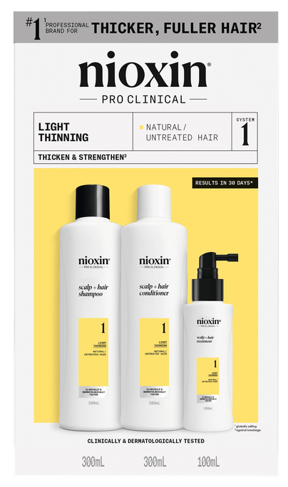 NIOXIN Sistēma 1 - Komplekts dabiskiem matiem ar vieglu plānēšanās tendenci
