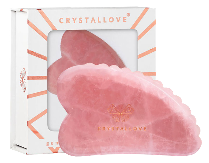 Rožkrāsaints rokas masāžas akmeņš ar 3D Gua Sha tehniku CRYSTALLOVE — 1 gabals
