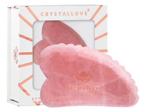 Rožkrāsaints rokas masāžas akmeņš ar 3D Gua Sha tehniku CRYSTALLOVE — 1 gabals