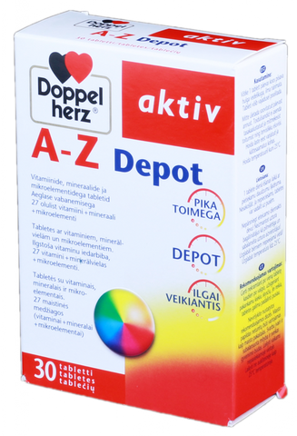 DOPPELHERZ Aktiv A - Z Depot tabletes, 30 gab.